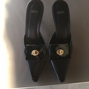 Coach leather turnlock mules 7.5
